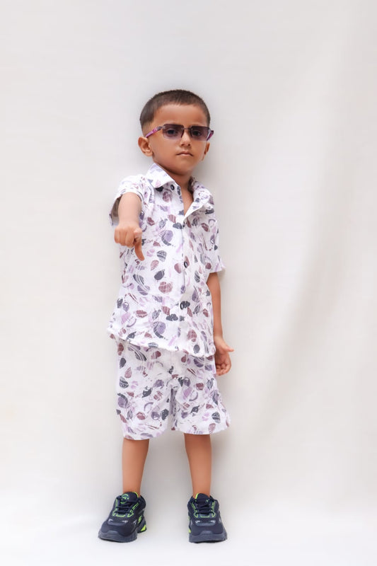 Kids Printed Co-Ord Set (Shirt & Shorts)