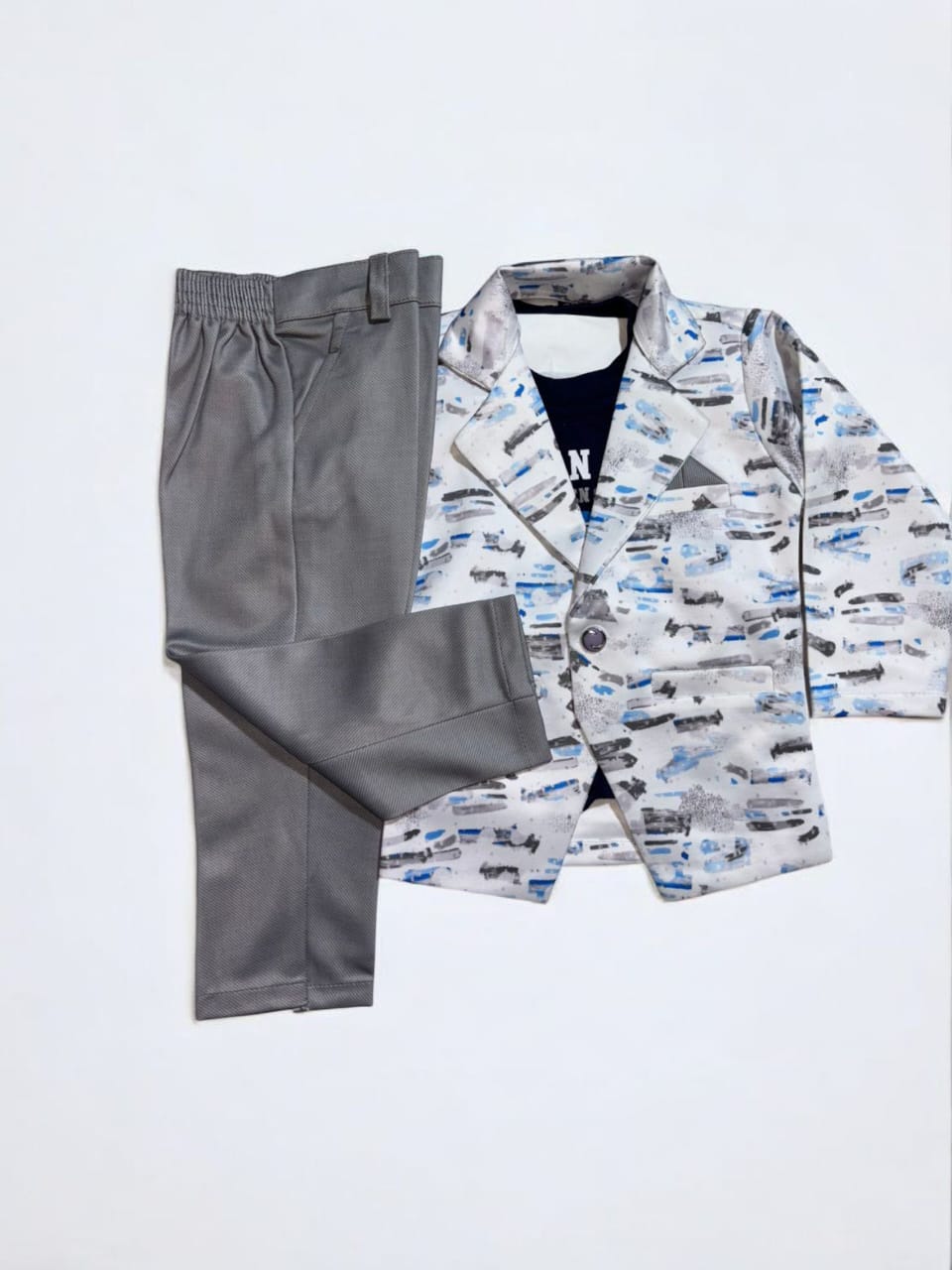 Kids Trendy Printed Blazer Set