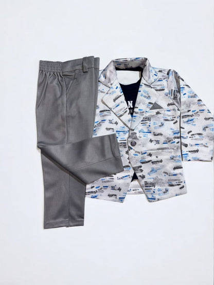 Kids Trendy Printed Blazer Set