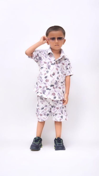 Kids Printed Co-Ord Set (Shirt & Shorts)