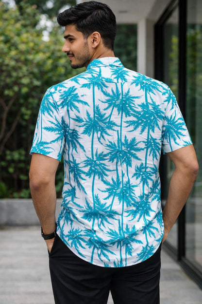 Men's Tropical Palm Print Casual Shirt